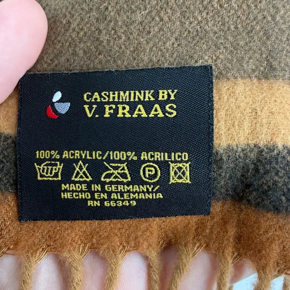 V.FRAAS CASHMINK Scarf Striped Brown Beige 53x10.5